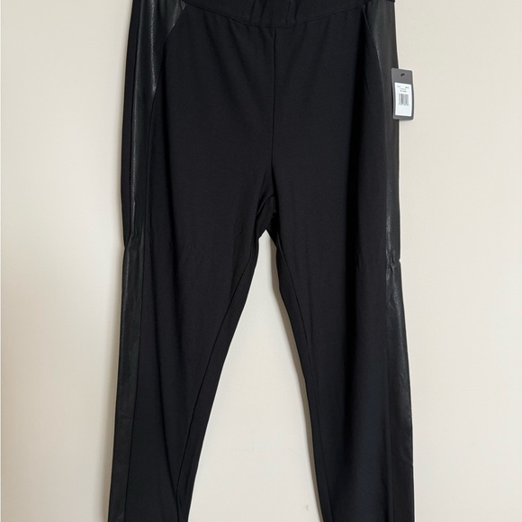 Lysse Black Track Pants w/ Side Faux Leather Size XL - Picture 1 of 12